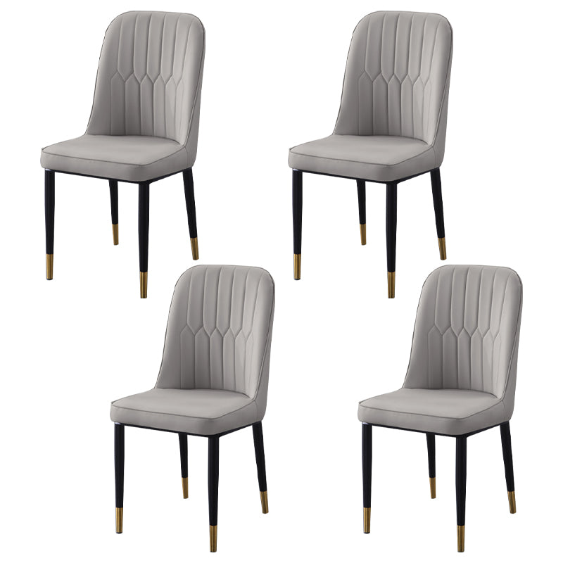 Contemporary Indoor-Outdoor Metal Dining Room Chairs Upholstered Armless Dining Chairs Dark Gray 4 Piece Set Brass Gold Clearhalo ' kitchen&dining_furn' 'Dining Chairs' 'Dining Tables & Seating' 'dining_chair' 'furn' 'furn_dining_chair' 'Furniture' 'furniture_dining_chair' 'Kitchen & Dining Furniture' 'kitchen' 3871859