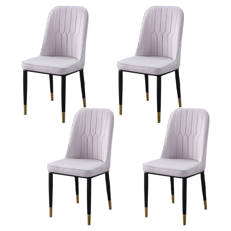 Contemporary Indoor-Outdoor Metal Dining Room Chairs Upholstered Armless Dining Chairs Light Gray 4 Piece Set Brass Gold Clearhalo ' kitchen&dining_furn' 'Dining Chairs' 'Dining Tables & Seating' 'dining_chair' 'furn' 'furn_dining_chair' 'Furniture' 'furniture_dining_chair' 'Kitchen & Dining Furniture' 'kitchen' 3871862