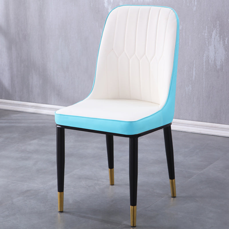 Contemporary Indoor-Outdoor Metal Dining Room Chairs Upholstered Armless Dining Chairs Blue 1 Piece Brass Gold Clearhalo ' kitchen&dining_furn' 'Dining Chairs' 'Dining Tables & Seating' 'dining_chair' 'furn' 'furn_dining_chair' 'Furniture' 'furniture_dining_chair' 'Kitchen & Dining Furniture' 'kitchen' 3871863