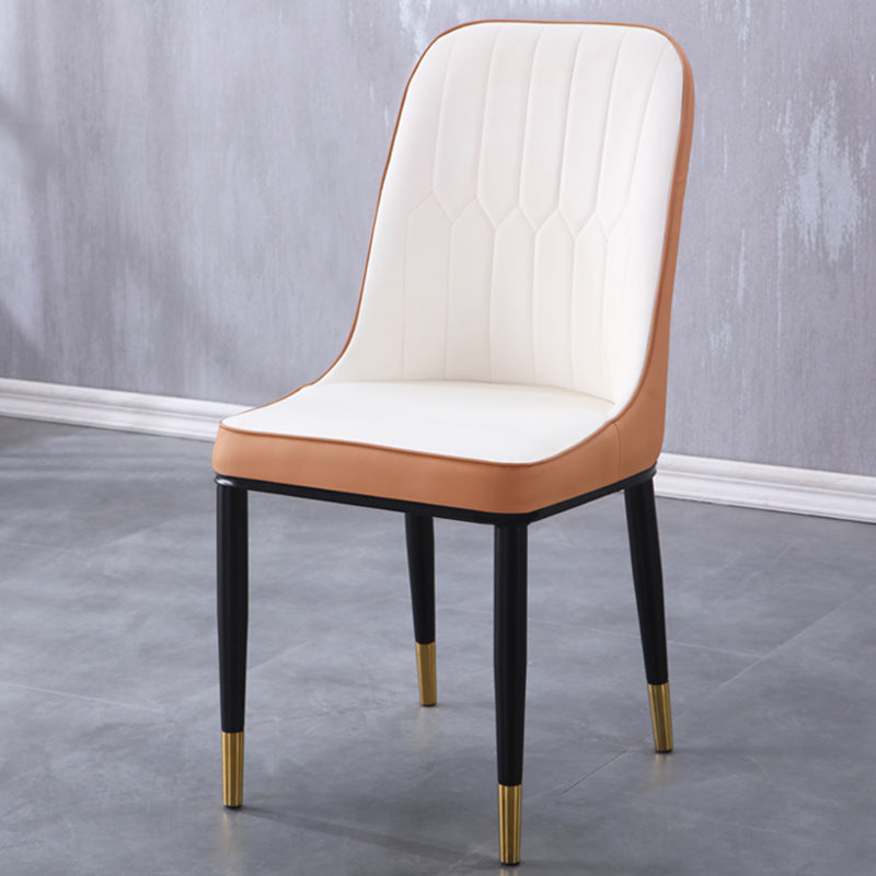 Contemporary Indoor-Outdoor Metal Dining Room Chairs Upholstered Armless Dining Chairs Coffee 1 Piece Brass Gold Clearhalo ' kitchen&dining_furn' 'Dining Chairs' 'Dining Tables & Seating' 'dining_chair' 'furn' 'furn_dining_chair' 'Furniture' 'furniture_dining_chair' 'Kitchen & Dining Furniture' 'kitchen' 3871869