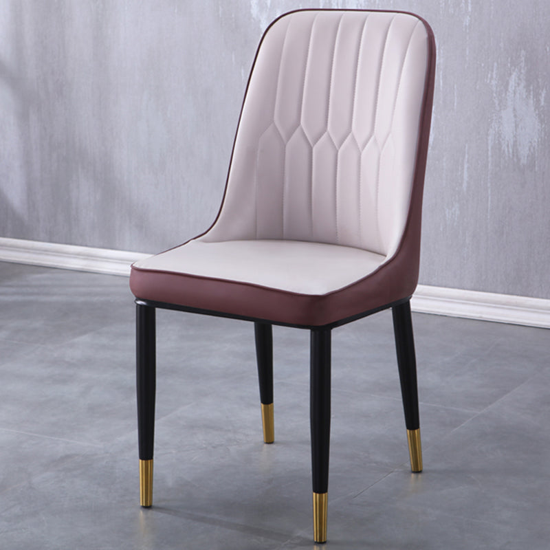 Contemporary Indoor-Outdoor Metal Dining Room Chairs Upholstered Armless Dining Chairs Gray Coffee 1 Piece Brass Gold Clearhalo ' kitchen&dining_furn' 'Dining Chairs' 'Dining Tables & Seating' 'dining_chair' 'furn' 'furn_dining_chair' 'Furniture' 'furniture_dining_chair' 'Kitchen & Dining Furniture' 'kitchen' 3871872