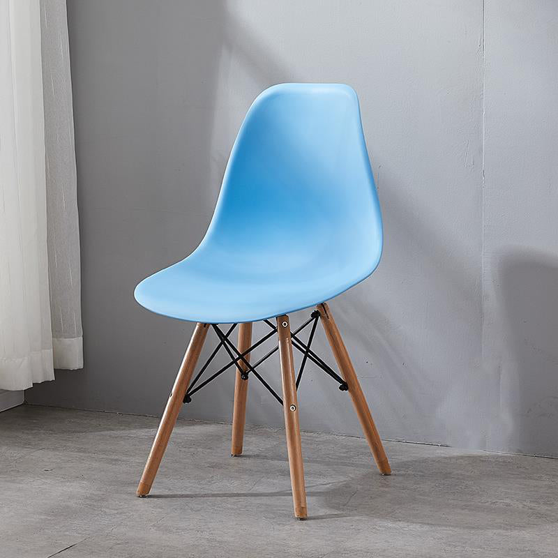 Contemporary Style Dining Room Chair Solid Back Single Dining Armless Chair with Wooden Legs Blue Clearhalo ' kitchen&dining_furn' 'Dining Chairs' 'Dining Tables & Seating' 'dining_chair' 'Furniture' 'furniture_dining_chair' 'Kitchen & Dining Furniture' 'kitchen' 3871889