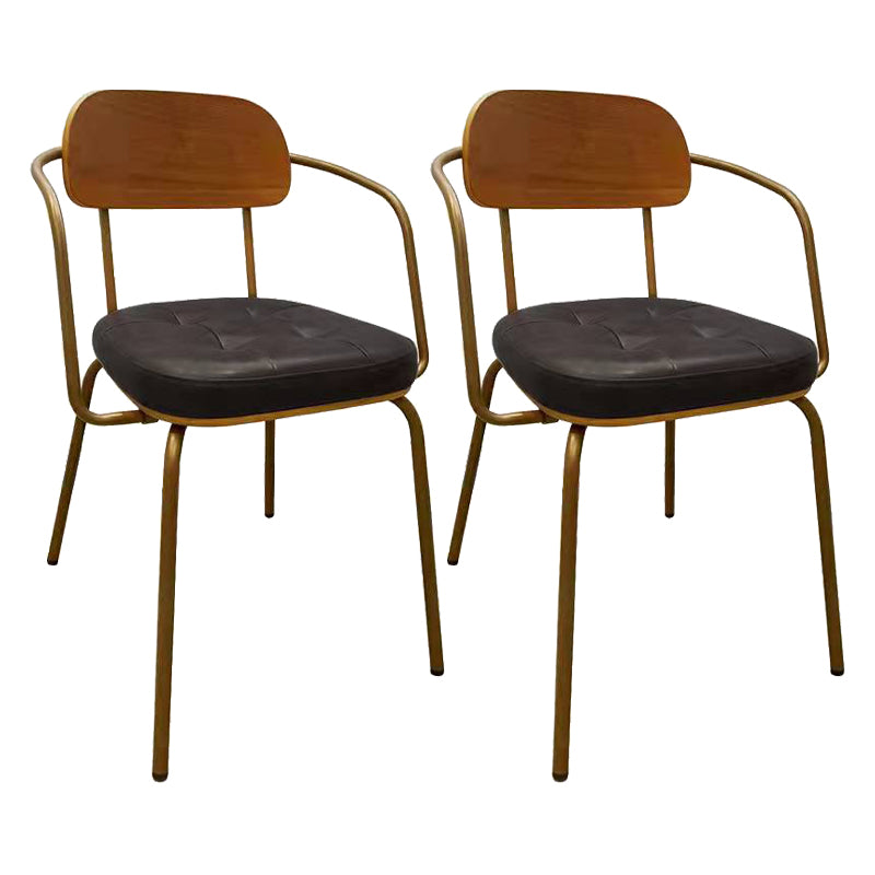 Industrial Style PU Leather Dining Chairs Open Back Dining Armless Side Chairs Black 2 Piece Set Clearhalo ' kitchen&dining_furn' 'Dining Chairs' 'Dining Tables & Seating' 'dining_chair' 'furn' 'furn_dining_chair' 'Furniture' 'furniture_dining_chair' 'Kitchen & Dining Furniture' 'kitchen' 3871900