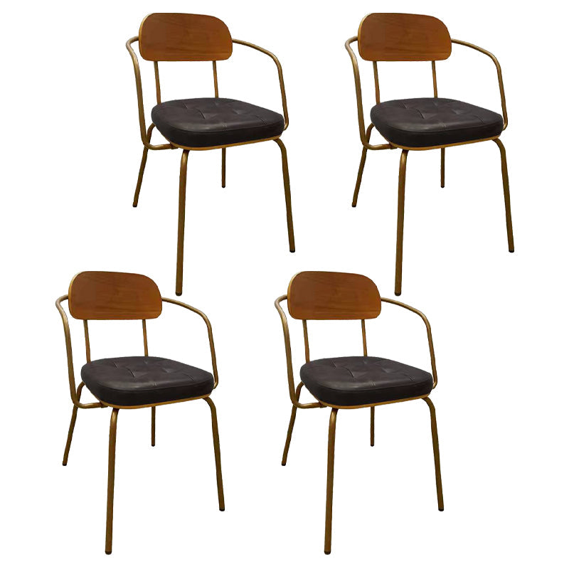Industrial Style PU Leather Dining Chairs Open Back Dining Armless Side Chairs Black 4 Piece Set Clearhalo ' kitchen&dining_furn' 'Dining Chairs' 'Dining Tables & Seating' 'dining_chair' 'furn' 'furn_dining_chair' 'Furniture' 'furniture_dining_chair' 'Kitchen & Dining Furniture' 'kitchen' 3871902