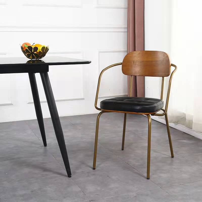 Industrial Style PU Leather Dining Chairs Open Back Dining Armless Side Chairs Clearhalo ' kitchen&dining_furn' 'Dining Chairs' 'Dining Tables & Seating' 'dining_chair' 'furn' 'furn_dining_chair' 'Furniture' 'furniture_dining_chair' 'Kitchen & Dining Furniture' 'kitchen' 3871904