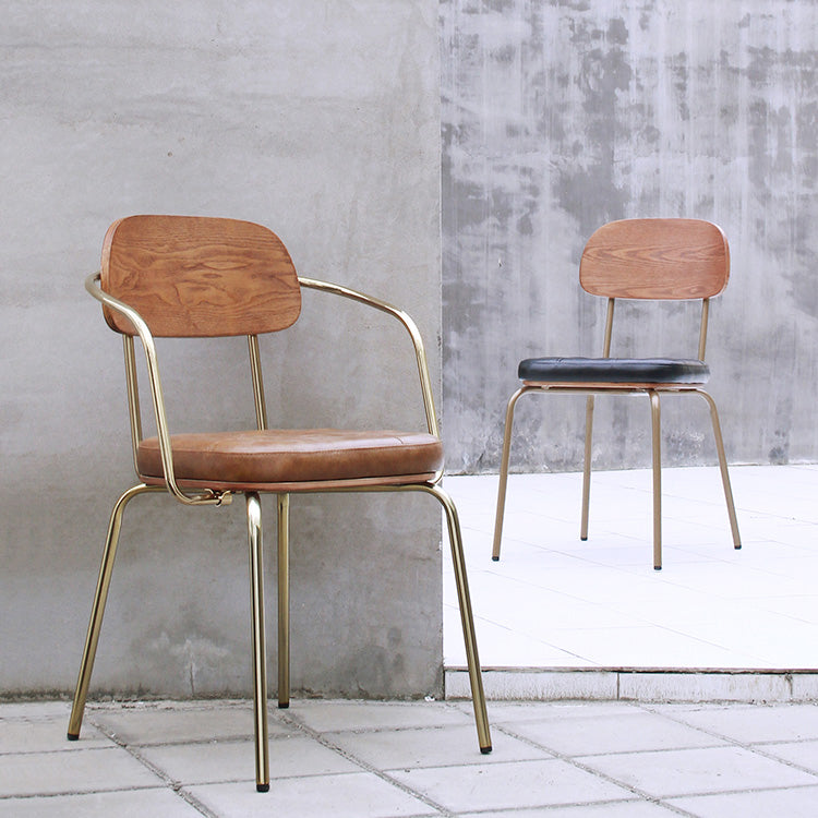 Industrial Style PU Leather Dining Chairs Open Back Dining Armless Side Chairs Clearhalo ' kitchen&dining_furn' 'Dining Chairs' 'Dining Tables & Seating' 'dining_chair' 'furn' 'furn_dining_chair' 'Furniture' 'furniture_dining_chair' 'Kitchen & Dining Furniture' 'kitchen' 3871906