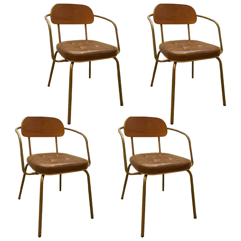 Industrial Style PU Leather Dining Chairs Open Back Dining Armless Side Chairs Brown 4 Piece Set Clearhalo ' kitchen&dining_furn' 'Dining Chairs' 'Dining Tables & Seating' 'dining_chair' 'furn' 'furn_dining_chair' 'Furniture' 'furniture_dining_chair' 'Kitchen & Dining Furniture' 'kitchen' 3871907