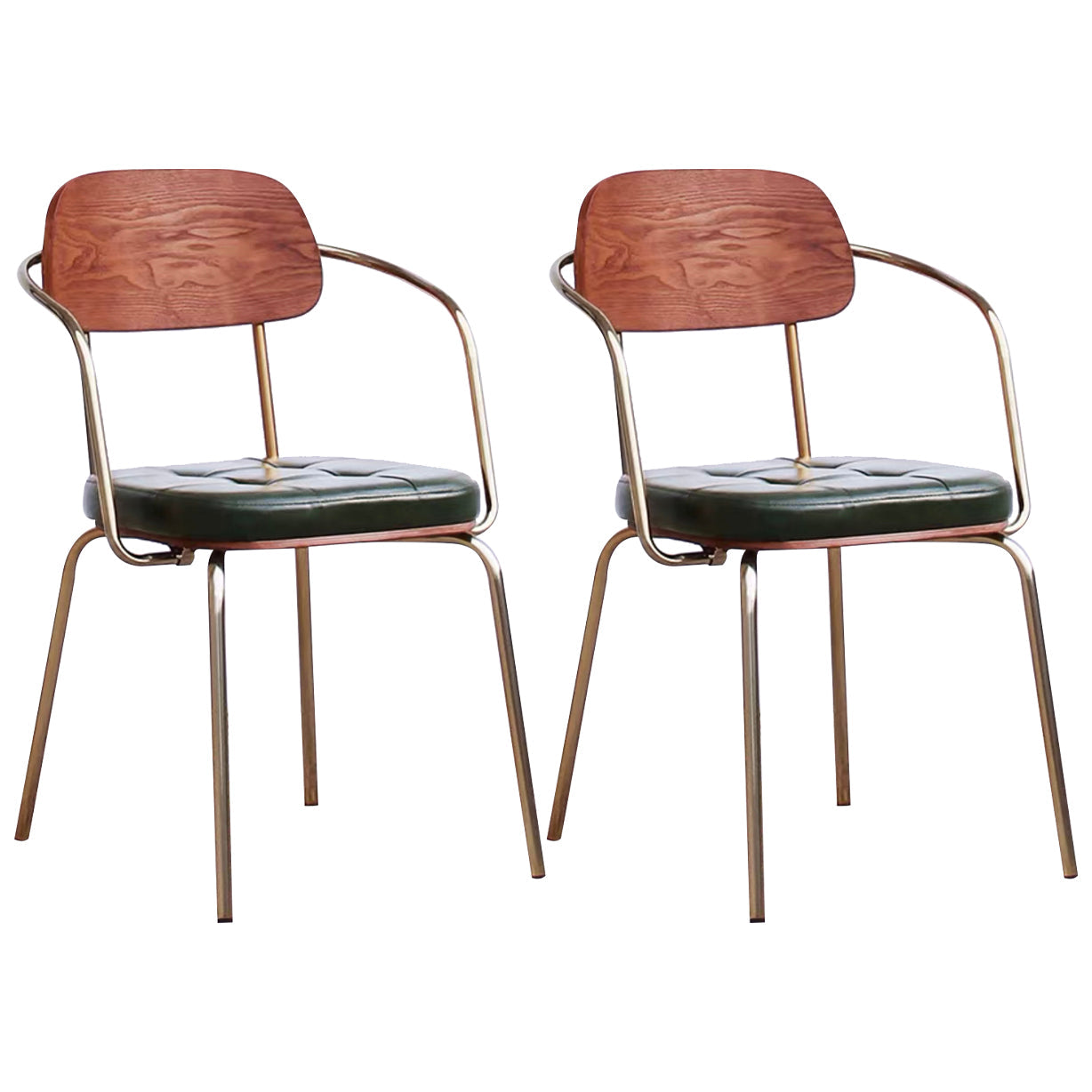 Industrial Style PU Leather Dining Chairs Open Back Dining Armless Side Chairs Green 2 Piece Set Clearhalo ' kitchen&dining_furn' 'Dining Chairs' 'Dining Tables & Seating' 'dining_chair' 'furn' 'furn_dining_chair' 'Furniture' 'furniture_dining_chair' 'Kitchen & Dining Furniture' 'kitchen' 3871912