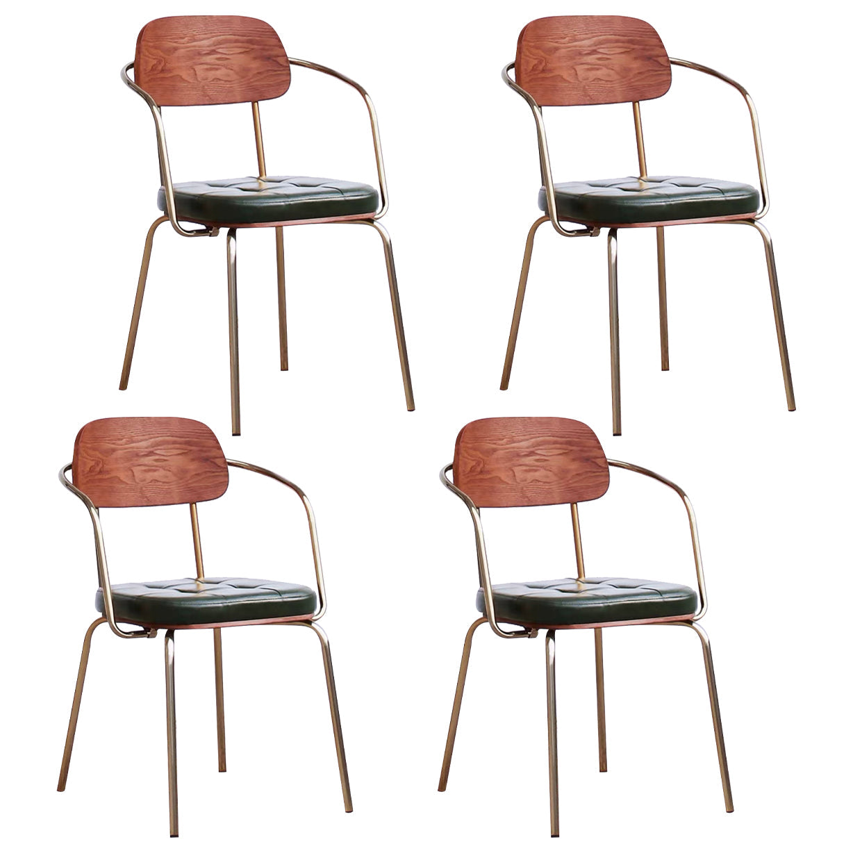 Industrial Style PU Leather Dining Chairs Open Back Dining Armless Side Chairs Green 4 Piece Set Clearhalo ' kitchen&dining_furn' 'Dining Chairs' 'Dining Tables & Seating' 'dining_chair' 'furn' 'furn_dining_chair' 'Furniture' 'furniture_dining_chair' 'Kitchen & Dining Furniture' 'kitchen' 3871914