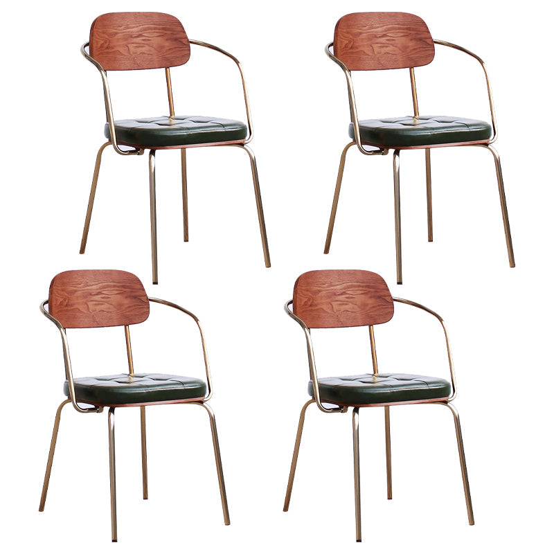 Industrial Style PU Leather Dining Chairs Open Back Dining Armless Side Chairs Gloss Black 4 Piece Set Clearhalo ' kitchen&dining_furn' 'Dining Chairs' 'Dining Tables & Seating' 'dining_chair' 'furn' 'furn_dining_chair' 'Furniture' 'furniture_dining_chair' 'Kitchen & Dining Furniture' 'kitchen' 3871918