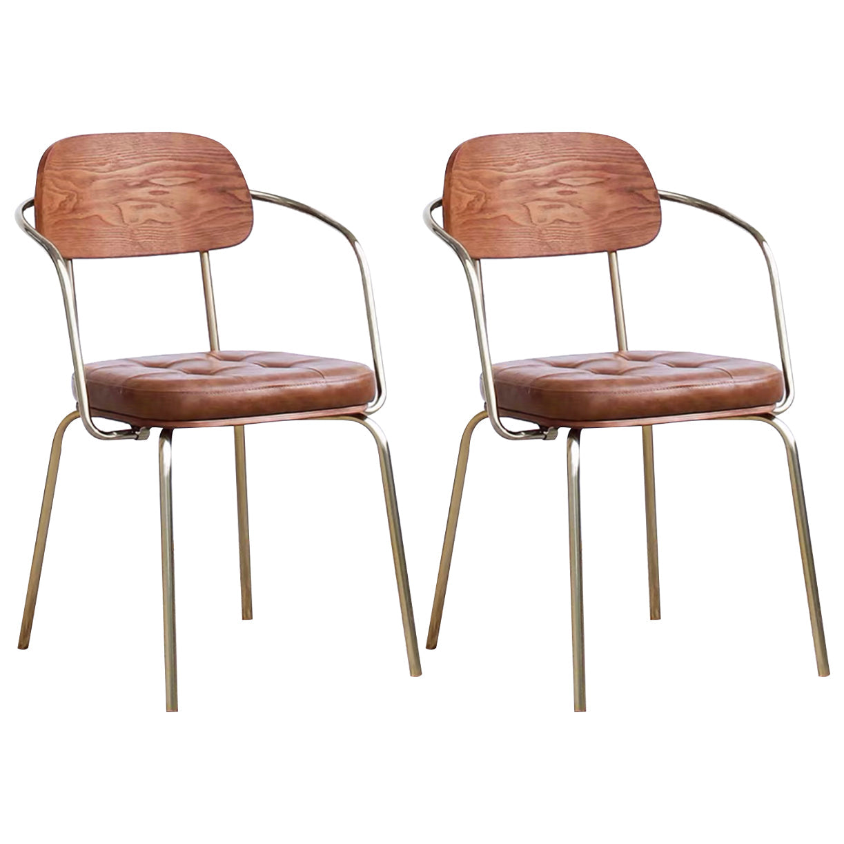 Industrial Style PU Leather Dining Chairs Open Back Dining Armless Side Chairs Dark Brown 2 Piece Set Clearhalo ' kitchen&dining_furn' 'Dining Chairs' 'Dining Tables & Seating' 'dining_chair' 'furn' 'furn_dining_chair' 'Furniture' 'furniture_dining_chair' 'Kitchen & Dining Furniture' 'kitchen' 3871920