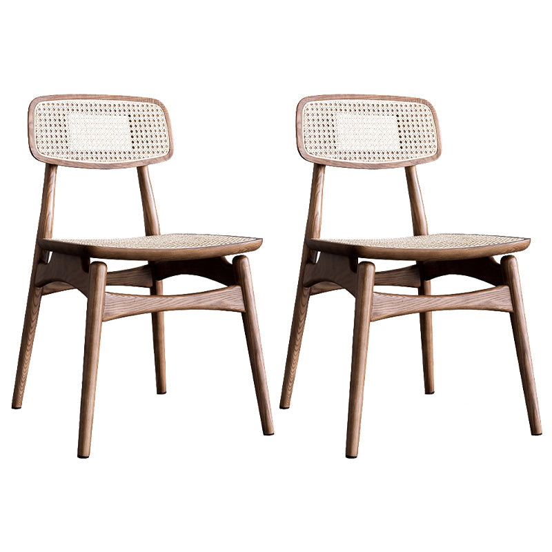 Contemporary Style Oak Wood Chair Kitchen Dining Open Back Side Chairs Walnut Wood 2 Piece Set Clearhalo ' kitchen&dining_furn' 'Dining Chairs' 'Dining Tables & Seating' 'dining_chair' 'furn' 'furn_dining_chair' 'Furniture' 'furniture_dining_chair' 'Kitchen & Dining Furniture' 'kitchen' 3871929