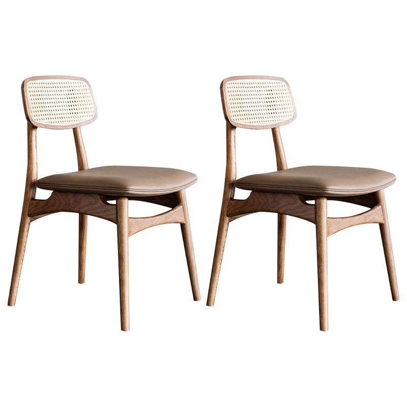 Contemporary Style Oak Wood Chair Kitchen Dining Open Back Side Chairs Walnut Faux Leather 2 Piece Set Clearhalo ' kitchen&dining_furn' 'Dining Chairs' 'Dining Tables & Seating' 'dining_chair' 'furn' 'furn_dining_chair' 'Furniture' 'furniture_dining_chair' 'Kitchen & Dining Furniture' 'kitchen' 3871941