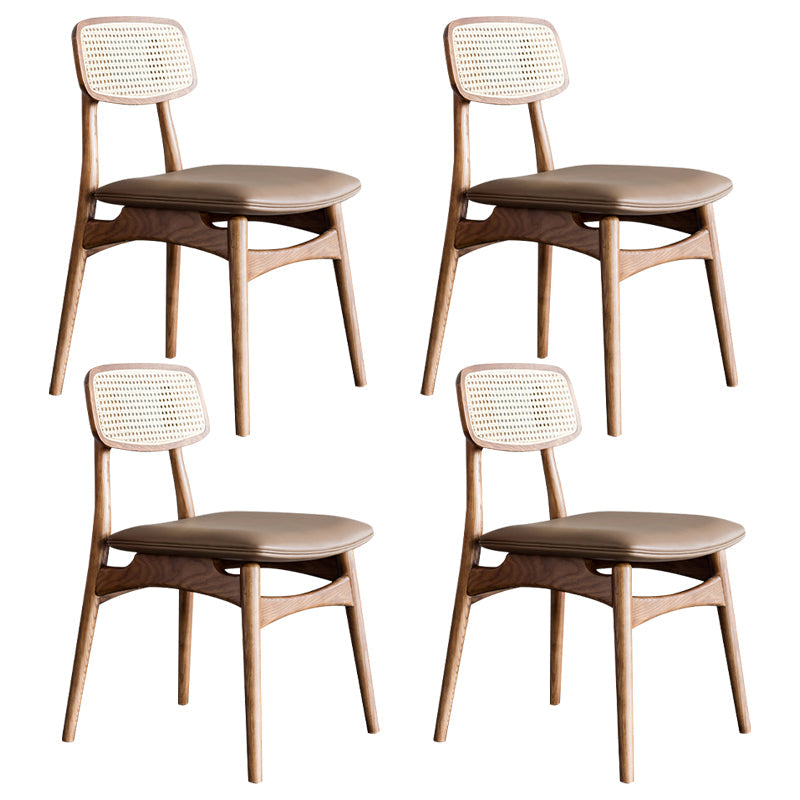 Contemporary Style Oak Wood Chair Kitchen Dining Open Back Side Chairs Walnut Faux Leather 4 Piece Set Clearhalo ' kitchen&dining_furn' 'Dining Chairs' 'Dining Tables & Seating' 'dining_chair' 'furn' 'furn_dining_chair' 'Furniture' 'furniture_dining_chair' 'Kitchen & Dining Furniture' 'kitchen' 3871943