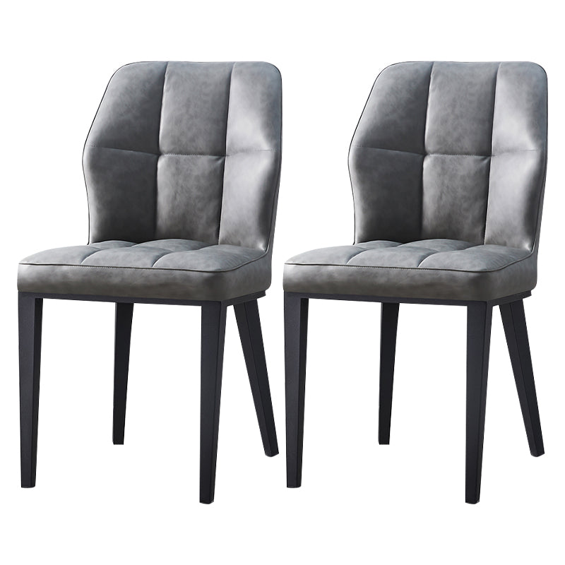Contemporary Leather Dining Chairs Wingback Side Chair with Metal Legs for Restaurant Use Dark Gray 2 Piece Set Clearhalo ' kitchen&dining_furn' 'Dining Chairs' 'Dining Tables & Seating' 'dining_chair' 'furn' 'furn_dining_chair' 'Furniture' 'furniture_dining_chair' 'Kitchen & Dining Furniture' 'kitchen' 3871947