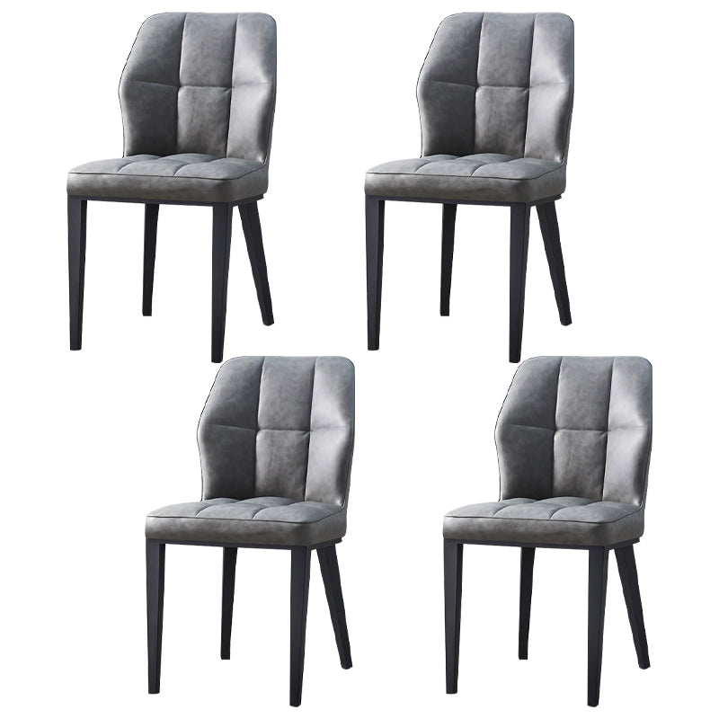 Contemporary Leather Dining Chairs Wingback Side Chair with Metal Legs for Restaurant Use Dark Gray 4 Piece Set Clearhalo ' kitchen&dining_furn' 'Dining Chairs' 'Dining Tables & Seating' 'dining_chair' 'furn' 'furn_dining_chair' 'Furniture' 'furniture_dining_chair' 'Kitchen & Dining Furniture' 'kitchen' 3871949