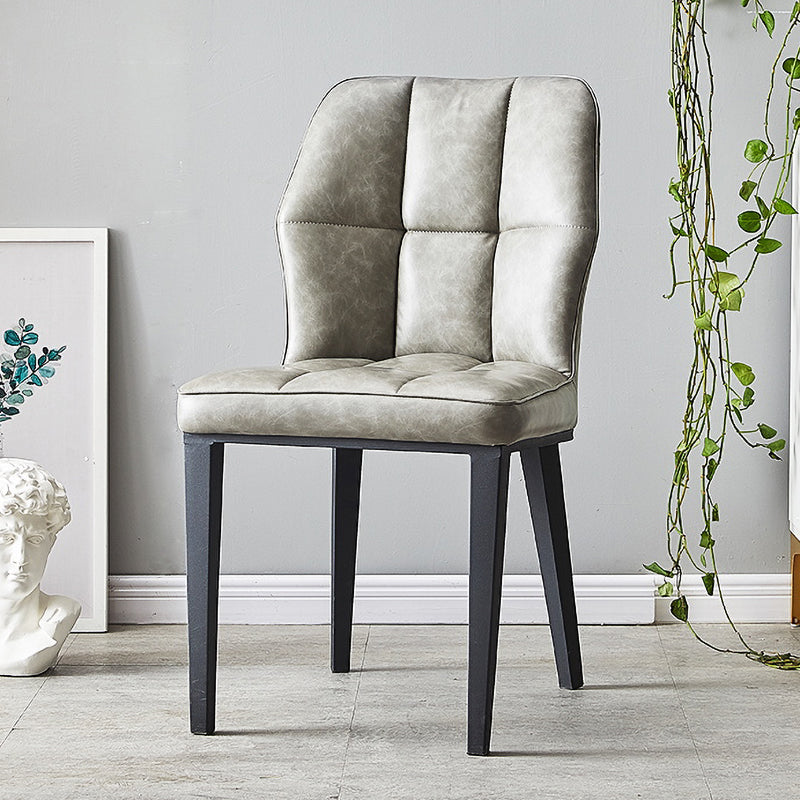 Contemporary Leather Dining Chairs Wingback Side Chair with Metal Legs for Restaurant Use Pewter 1 Piece Clearhalo ' kitchen&dining_furn' 'Dining Chairs' 'Dining Tables & Seating' 'dining_chair' 'furn' 'furn_dining_chair' 'Furniture' 'furniture_dining_chair' 'Kitchen & Dining Furniture' 'kitchen' 3871951