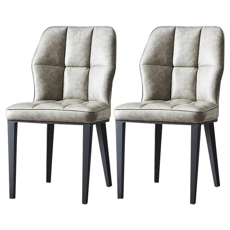 Contemporary Leather Dining Chairs Wingback Side Chair with Metal Legs for Restaurant Use Pewter 2 Piece Set Clearhalo ' kitchen&dining_furn' 'Dining Chairs' 'Dining Tables & Seating' 'dining_chair' 'furn' 'furn_dining_chair' 'Furniture' 'furniture_dining_chair' 'Kitchen & Dining Furniture' 'kitchen' 3871954