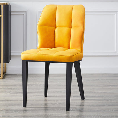 Contemporary Leather Dining Chairs Wingback Side Chair with Metal Legs for Restaurant Use Yellow 1 Piece Clearhalo ' kitchen&dining_furn' 'Dining Chairs' 'Dining Tables & Seating' 'dining_chair' 'furn' 'furn_dining_chair' 'Furniture' 'furniture_dining_chair' 'Kitchen & Dining Furniture' 'kitchen' 3871958