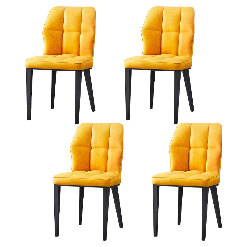 Contemporary Leather Dining Chairs Wingback Side Chair with Metal Legs for Restaurant Use Yellow 4 Piece Set Clearhalo ' kitchen&dining_furn' 'Dining Chairs' 'Dining Tables & Seating' 'dining_chair' 'furn' 'furn_dining_chair' 'Furniture' 'furniture_dining_chair' 'Kitchen & Dining Furniture' 'kitchen' 3871962