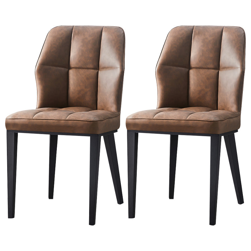 Contemporary Leather Dining Chairs Wingback Side Chair with Metal Legs for Restaurant Use Brown 2 Piece Set Clearhalo ' kitchen&dining_furn' 'Dining Chairs' 'Dining Tables & Seating' 'dining_chair' 'furn' 'furn_dining_chair' 'Furniture' 'furniture_dining_chair' 'Kitchen & Dining Furniture' 'kitchen' 3871964