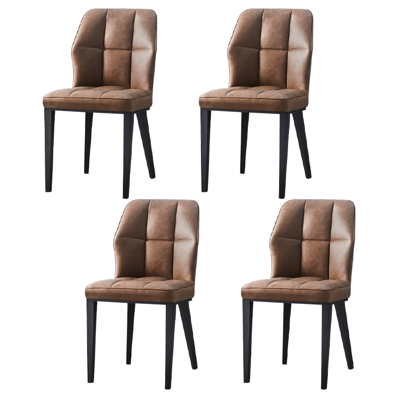 Contemporary Leather Dining Chairs Wingback Side Chair with Metal Legs for Restaurant Use Brown 4 Piece Set Clearhalo ' kitchen&dining_furn' 'Dining Chairs' 'Dining Tables & Seating' 'dining_chair' 'furn' 'furn_dining_chair' 'Furniture' 'furniture_dining_chair' 'Kitchen & Dining Furniture' 'kitchen' 3871965