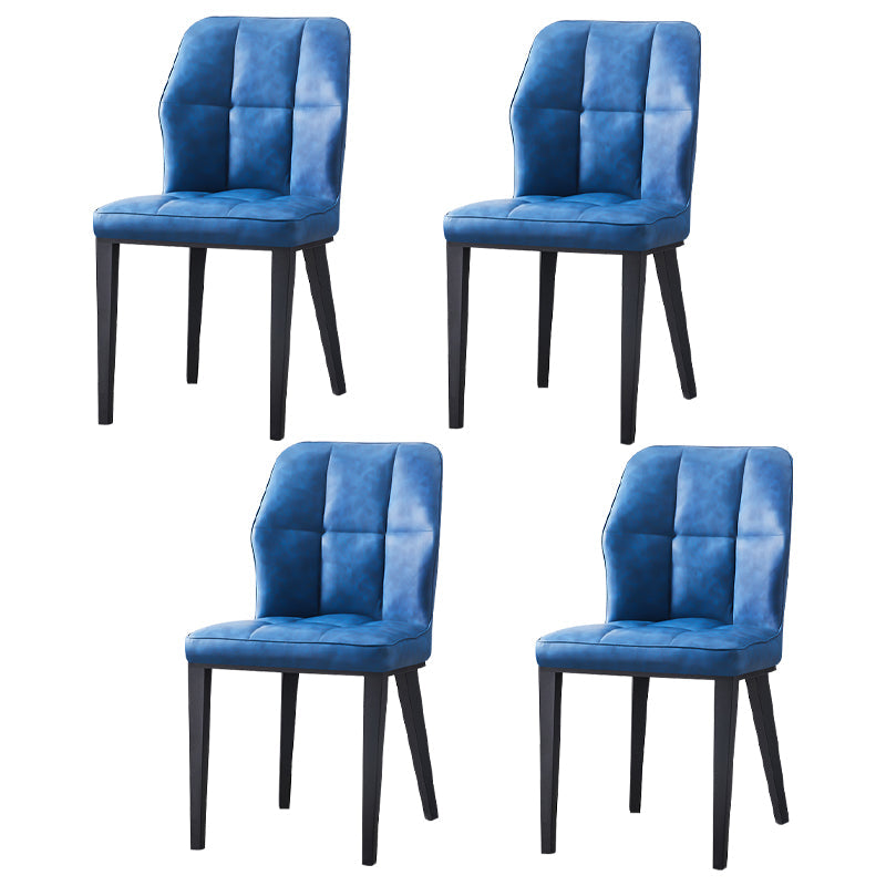 Contemporary Leather Dining Chairs Wingback Side Chair with Metal Legs for Restaurant Use Blue 4 Piece Set Clearhalo ' kitchen&dining_furn' 'Dining Chairs' 'Dining Tables & Seating' 'dining_chair' 'furn' 'furn_dining_chair' 'Furniture' 'furniture_dining_chair' 'Kitchen & Dining Furniture' 'kitchen' 3871968