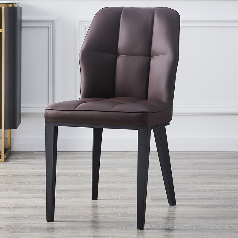 Contemporary Leather Dining Chairs Wingback Side Chair with Metal Legs for Restaurant Use Dark Brown 1 Piece Clearhalo ' kitchen&dining_furn' 'Dining Chairs' 'Dining Tables & Seating' 'dining_chair' 'furn' 'furn_dining_chair' 'Furniture' 'furniture_dining_chair' 'Kitchen & Dining Furniture' 'kitchen' 3871972