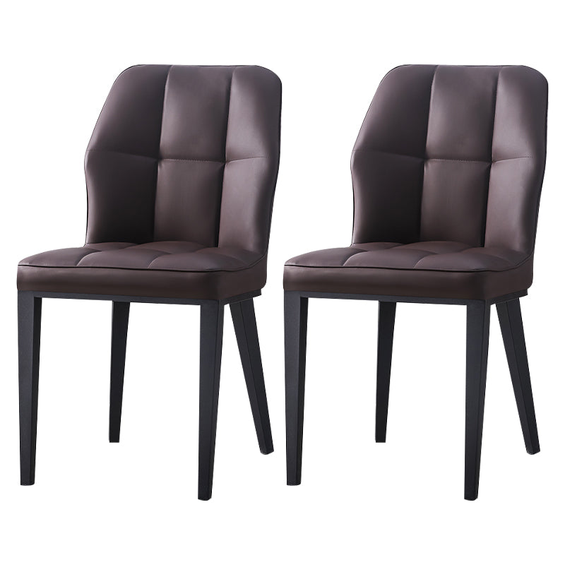 Contemporary Leather Dining Chairs Wingback Side Chair with Metal Legs for Restaurant Use Dark Brown 2 Piece Set Clearhalo ' kitchen&dining_furn' 'Dining Chairs' 'Dining Tables & Seating' 'dining_chair' 'furn' 'furn_dining_chair' 'Furniture' 'furniture_dining_chair' 'Kitchen & Dining Furniture' 'kitchen' 3871973