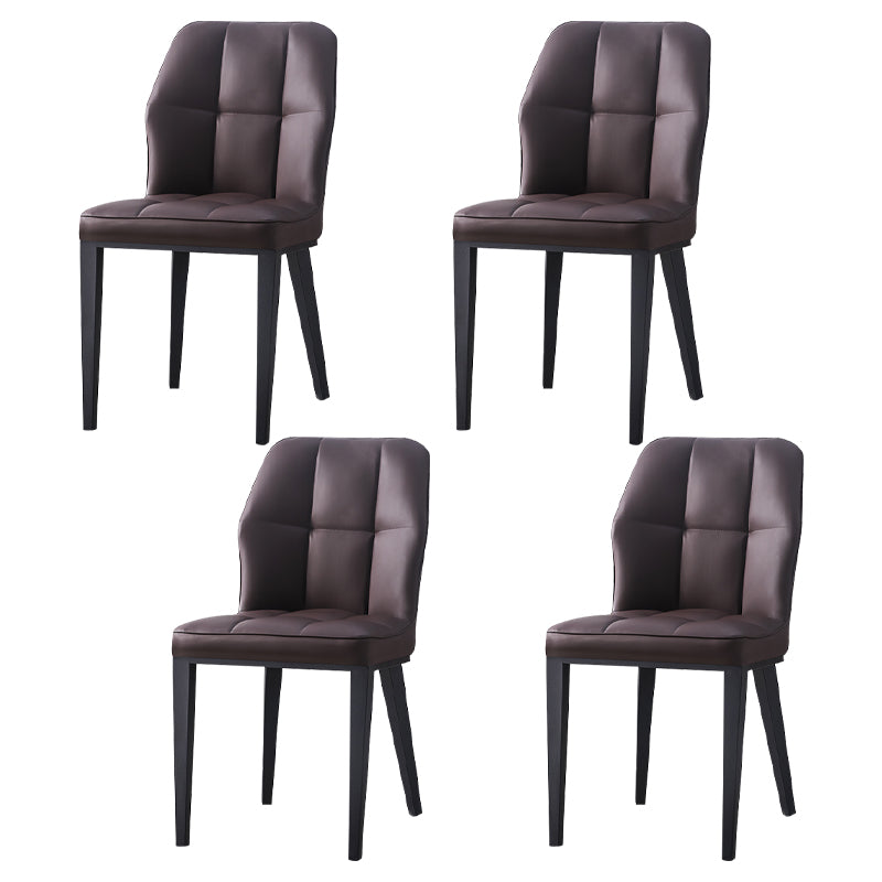 Contemporary Leather Dining Chairs Wingback Side Chair with Metal Legs for Restaurant Use Dark Brown 4 Piece Set Clearhalo ' kitchen&dining_furn' 'Dining Chairs' 'Dining Tables & Seating' 'dining_chair' 'furn' 'furn_dining_chair' 'Furniture' 'furniture_dining_chair' 'Kitchen & Dining Furniture' 'kitchen' 3871974