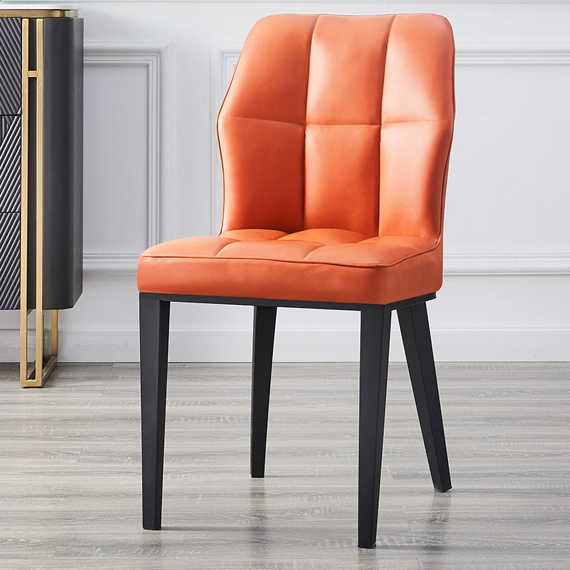 Contemporary Leather Dining Chairs Wingback Side Chair with Metal Legs for Restaurant Use Orange-Red 1 Piece Clearhalo ' kitchen&dining_furn' 'Dining Chairs' 'Dining Tables & Seating' 'dining_chair' 'furn' 'furn_dining_chair' 'Furniture' 'furniture_dining_chair' 'Kitchen & Dining Furniture' 'kitchen' 3871975