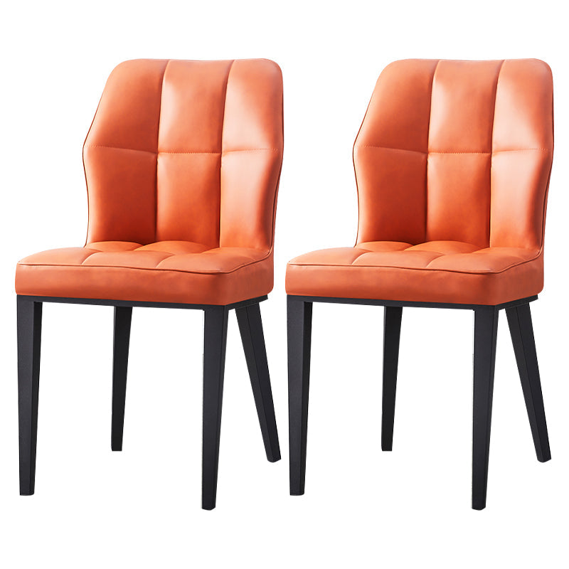 Contemporary Leather Dining Chairs Wingback Side Chair with Metal Legs for Restaurant Use Orange-Red 2 Piece Set Clearhalo ' kitchen&dining_furn' 'Dining Chairs' 'Dining Tables & Seating' 'dining_chair' 'furn' 'furn_dining_chair' 'Furniture' 'furniture_dining_chair' 'Kitchen & Dining Furniture' 'kitchen' 3871976