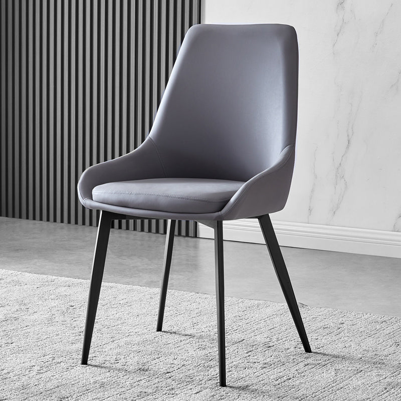 Contemporary Leather Dining Chairs Upholstered Arm Chair with Metal Legs for Restaurant Dark Gray 1 Piece Clearhalo ' kitchen&dining_furn' 'Dining Chairs' 'Dining Tables & Seating' 'dining_chair' 'furn' 'furn_dining_chair' 'Furniture' 'furniture_dining_chair' 'Kitchen & Dining Furniture' 'kitchen' 3871999