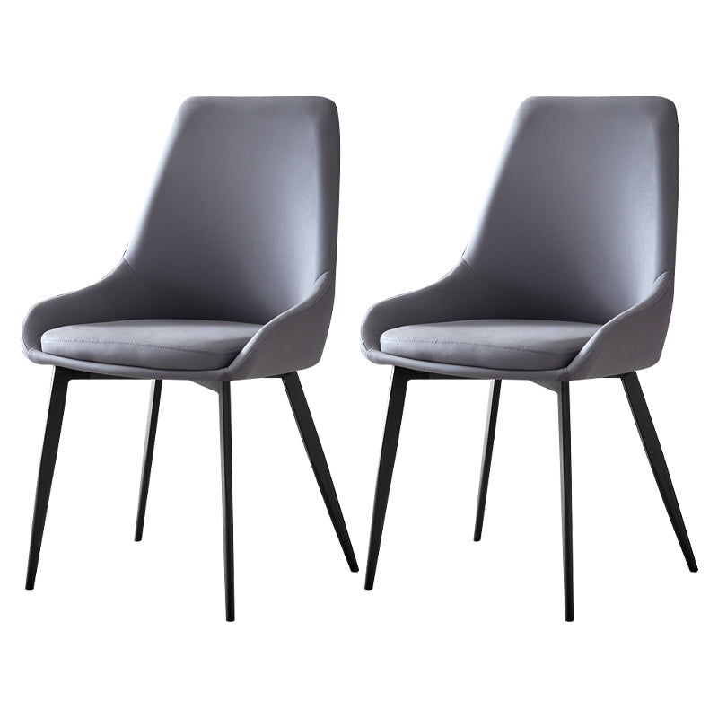 Contemporary Leather Dining Chairs Upholstered Arm Chair with Metal Legs for Restaurant Dark Gray 2 Piece Set Clearhalo ' kitchen&dining_furn' 'Dining Chairs' 'Dining Tables & Seating' 'dining_chair' 'furn' 'furn_dining_chair' 'Furniture' 'furniture_dining_chair' 'Kitchen & Dining Furniture' 'kitchen' 3872001