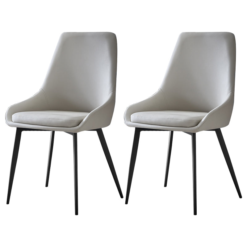 Contemporary Leather Dining Chairs Upholstered Arm Chair with Metal Legs for Restaurant Light Gray 2 Piece Set Clearhalo ' kitchen&dining_furn' 'Dining Chairs' 'Dining Tables & Seating' 'dining_chair' 'furn' 'furn_dining_chair' 'Furniture' 'furniture_dining_chair' 'Kitchen & Dining Furniture' 'kitchen' 3872006