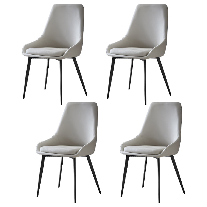 Contemporary Leather Dining Chairs Upholstered Arm Chair with Metal Legs for Restaurant Light Gray 4 Piece Set Clearhalo ' kitchen&dining_furn' 'Dining Chairs' 'Dining Tables & Seating' 'dining_chair' 'furn' 'furn_dining_chair' 'Furniture' 'furniture_dining_chair' 'Kitchen & Dining Furniture' 'kitchen' 3872009