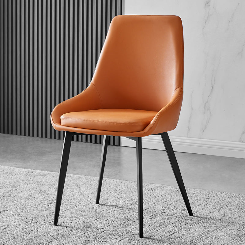 Contemporary Leather Dining Chairs Upholstered Arm Chair with Metal Legs for Restaurant Orange 1 Piece Clearhalo ' kitchen&dining_furn' 'Dining Chairs' 'Dining Tables & Seating' 'dining_chair' 'furn' 'furn_dining_chair' 'Furniture' 'furniture_dining_chair' 'Kitchen & Dining Furniture' 'kitchen' 3872010