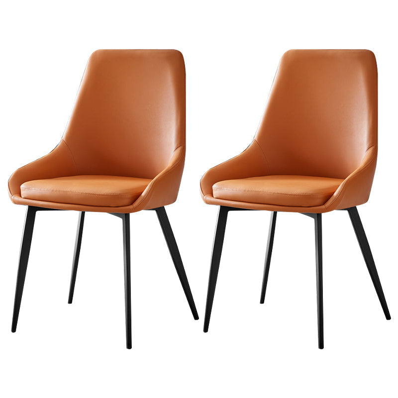 Contemporary Leather Dining Chairs Upholstered Arm Chair with Metal Legs for Restaurant Orange 2 Piece Set Clearhalo ' kitchen&dining_furn' 'Dining Chairs' 'Dining Tables & Seating' 'dining_chair' 'furn' 'furn_dining_chair' 'Furniture' 'furniture_dining_chair' 'Kitchen & Dining Furniture' 'kitchen' 3872012