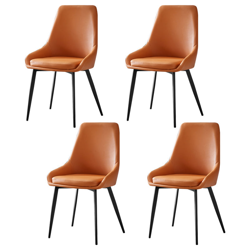 Contemporary Leather Dining Chairs Upholstered Arm Chair with Metal Legs for Restaurant Orange 4 Piece Set Clearhalo ' kitchen&dining_furn' 'Dining Chairs' 'Dining Tables & Seating' 'dining_chair' 'furn' 'furn_dining_chair' 'Furniture' 'furniture_dining_chair' 'Kitchen & Dining Furniture' 'kitchen' 3872015