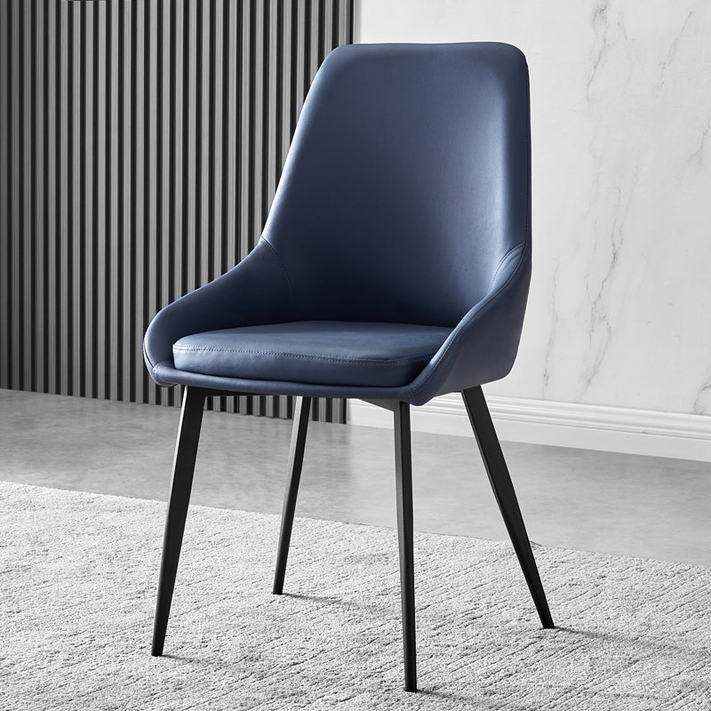 Contemporary Leather Dining Chairs Upholstered Arm Chair with Metal Legs for Restaurant Blue 1 Piece Clearhalo ' kitchen&dining_furn' 'Dining Chairs' 'Dining Tables & Seating' 'dining_chair' 'furn' 'furn_dining_chair' 'Furniture' 'furniture_dining_chair' 'Kitchen & Dining Furniture' 'kitchen' 3872016