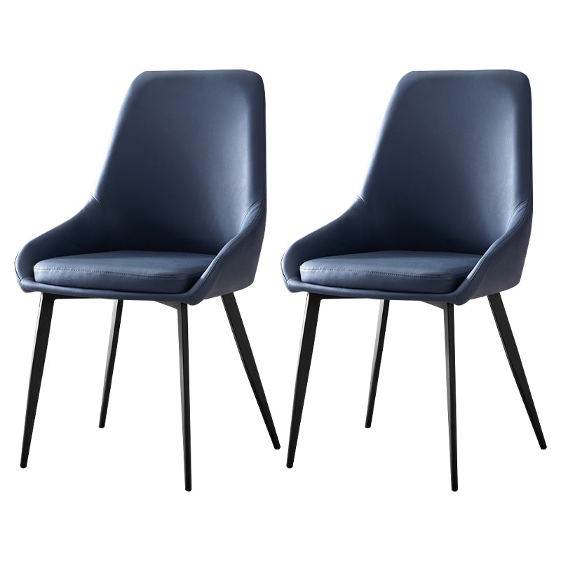 Contemporary Leather Dining Chairs Upholstered Arm Chair with Metal Legs for Restaurant Blue 2 Piece Set Clearhalo ' kitchen&dining_furn' 'Dining Chairs' 'Dining Tables & Seating' 'dining_chair' 'furn' 'furn_dining_chair' 'Furniture' 'furniture_dining_chair' 'Kitchen & Dining Furniture' 'kitchen' 3872018