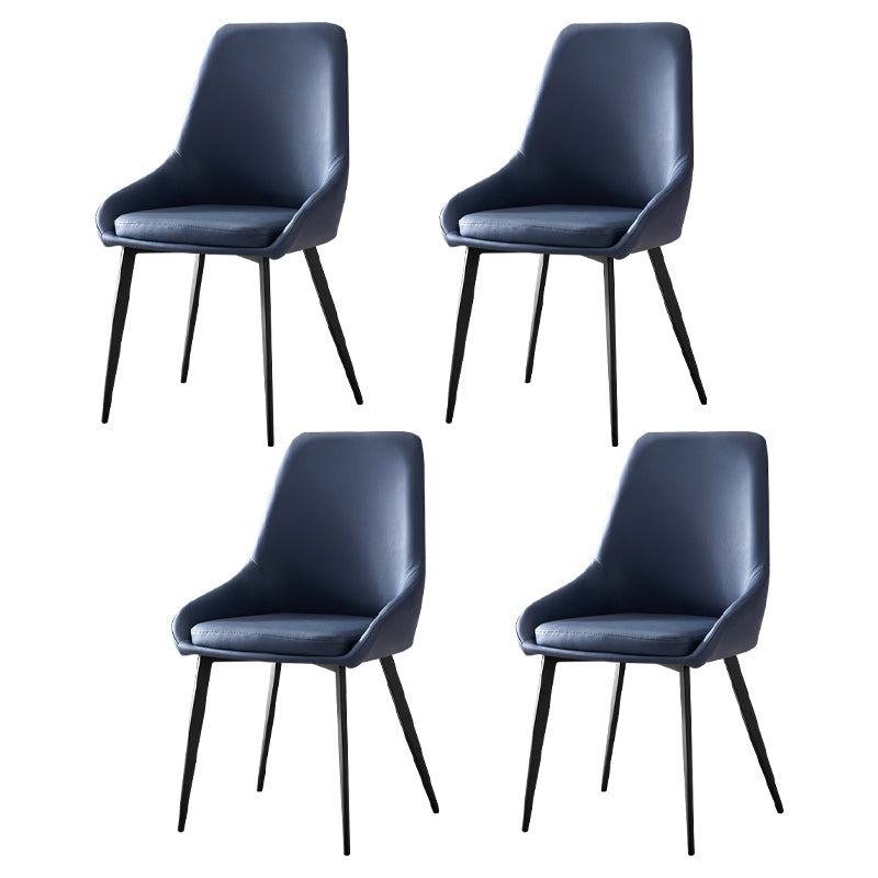 Contemporary Leather Dining Chairs Upholstered Arm Chair with Metal Legs for Restaurant Blue 4 Piece Set Clearhalo ' kitchen&dining_furn' 'Dining Chairs' 'Dining Tables & Seating' 'dining_chair' 'furn' 'furn_dining_chair' 'Furniture' 'furniture_dining_chair' 'Kitchen & Dining Furniture' 'kitchen' 3872020