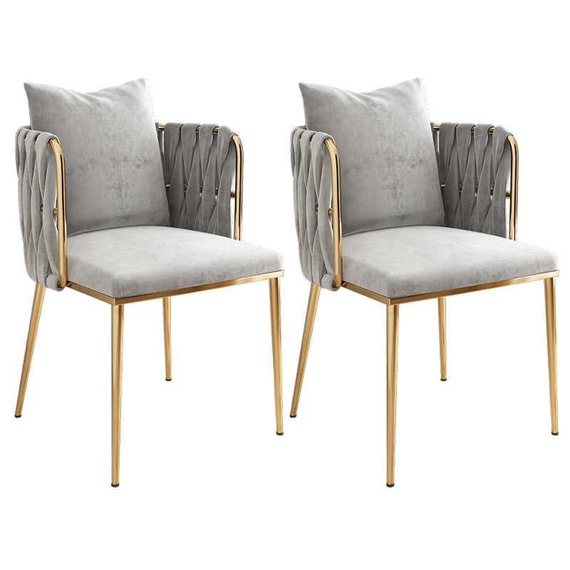 Contemporary Metal Dining Room Chairs Velvet Armless Dining Chairs for Home Use Grey 2 Piece Set Clearhalo ' kitchen&dining_furn' 'Dining Chairs' 'Dining Tables & Seating' 'dining_chair' 'furn' 'furn_dining_chair' 'Furniture' 'furniture_dining_chair' 'Kitchen & Dining Furniture' 'kitchen' 3872025