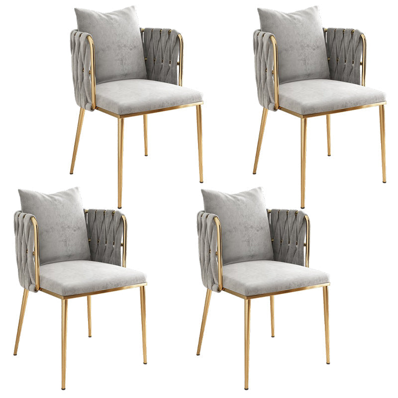 Contemporary Metal Dining Room Chairs Velvet Armless Dining Chairs for Home Use Grey 4 Piece Set Clearhalo ' kitchen&dining_furn' 'Dining Chairs' 'Dining Tables & Seating' 'dining_chair' 'furn' 'furn_dining_chair' 'Furniture' 'furniture_dining_chair' 'Kitchen & Dining Furniture' 'kitchen' 3872027