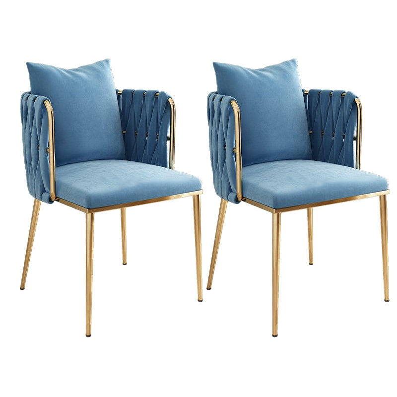 Contemporary Metal Dining Room Chairs Velvet Armless Dining Chairs for Home Use Light Blue 2 Piece Set Clearhalo ' kitchen&dining_furn' 'Dining Chairs' 'Dining Tables & Seating' 'dining_chair' 'furn' 'furn_dining_chair' 'Furniture' 'furniture_dining_chair' 'Kitchen & Dining Furniture' 'kitchen' 3872035