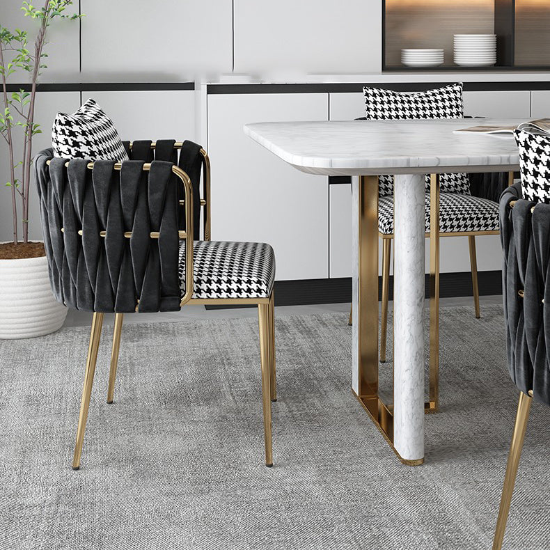 Contemporary Metal Dining Room Chairs Velvet Armless Dining Chairs for Home Use Clearhalo ' kitchen&dining_furn' 'Dining Chairs' 'Dining Tables & Seating' 'dining_chair' 'furn' 'furn_dining_chair' 'Furniture' 'furniture_dining_chair' 'Kitchen & Dining Furniture' 'kitchen' 3872038