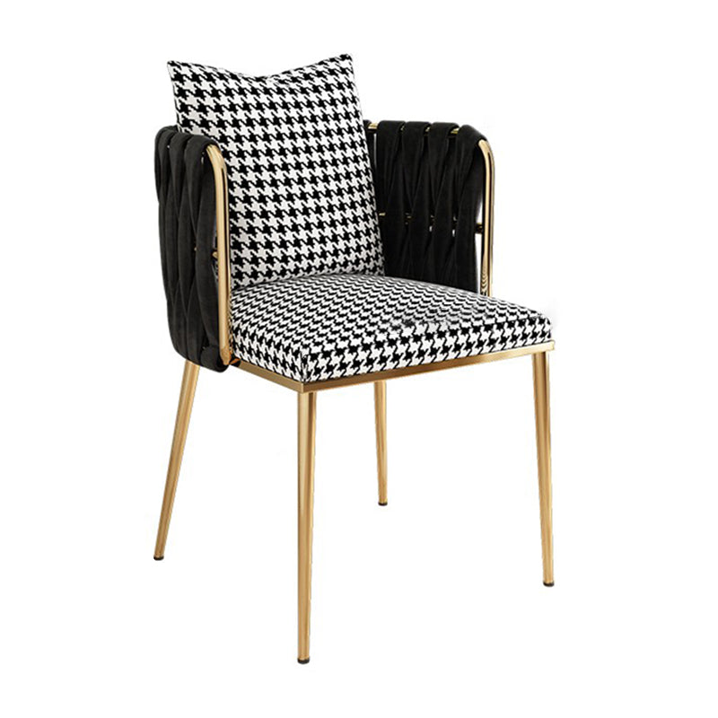 Contemporary Metal Dining Room Chairs Velvet Armless Dining Chairs for Home Use Black-White 1 Piece Clearhalo ' kitchen&dining_furn' 'Dining Chairs' 'Dining Tables & Seating' 'dining_chair' 'furn' 'furn_dining_chair' 'Furniture' 'furniture_dining_chair' 'Kitchen & Dining Furniture' 'kitchen' 3872039