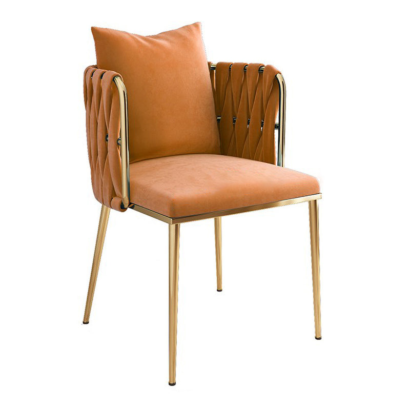 Contemporary Metal Dining Room Chairs Velvet Armless Dining Chairs for Home Use Orange Red 1 Piece Clearhalo ' kitchen&dining_furn' 'Dining Chairs' 'Dining Tables & Seating' 'dining_chair' 'furn' 'furn_dining_chair' 'Furniture' 'furniture_dining_chair' 'Kitchen & Dining Furniture' 'kitchen' 3872044