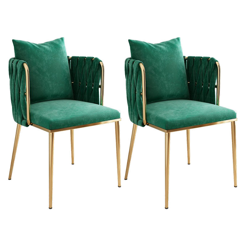 Contemporary Metal Dining Room Chairs Velvet Armless Dining Chairs for Home Use Blackish Green 2 Piece Set Clearhalo ' kitchen&dining_furn' 'Dining Chairs' 'Dining Tables & Seating' 'dining_chair' 'furn' 'furn_dining_chair' 'Furniture' 'furniture_dining_chair' 'Kitchen & Dining Furniture' 'kitchen' 3872048