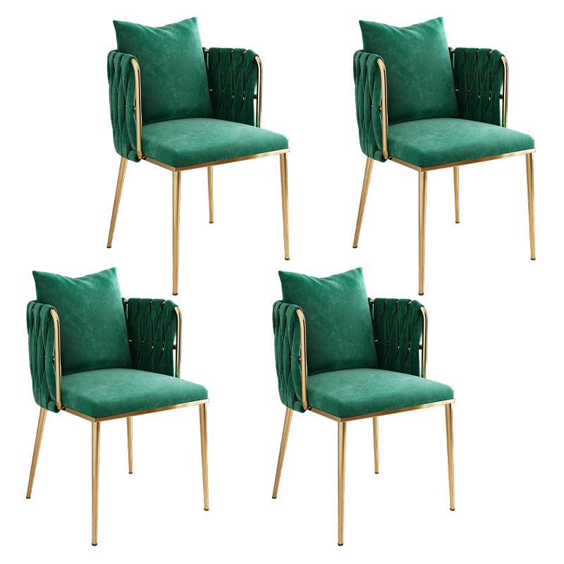 Contemporary Metal Dining Room Chairs Velvet Armless Dining Chairs for Home Use Blackish Green 4 Piece Set Clearhalo ' kitchen&dining_furn' 'Dining Chairs' 'Dining Tables & Seating' 'dining_chair' 'furn' 'furn_dining_chair' 'Furniture' 'furniture_dining_chair' 'Kitchen & Dining Furniture' 'kitchen' 3872049